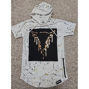 Screenshot Brand Graffiti Bull Gold Drip Short sleeve Hooded Mens Size Small